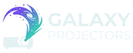 Galaxy projector logo in white with transparent background